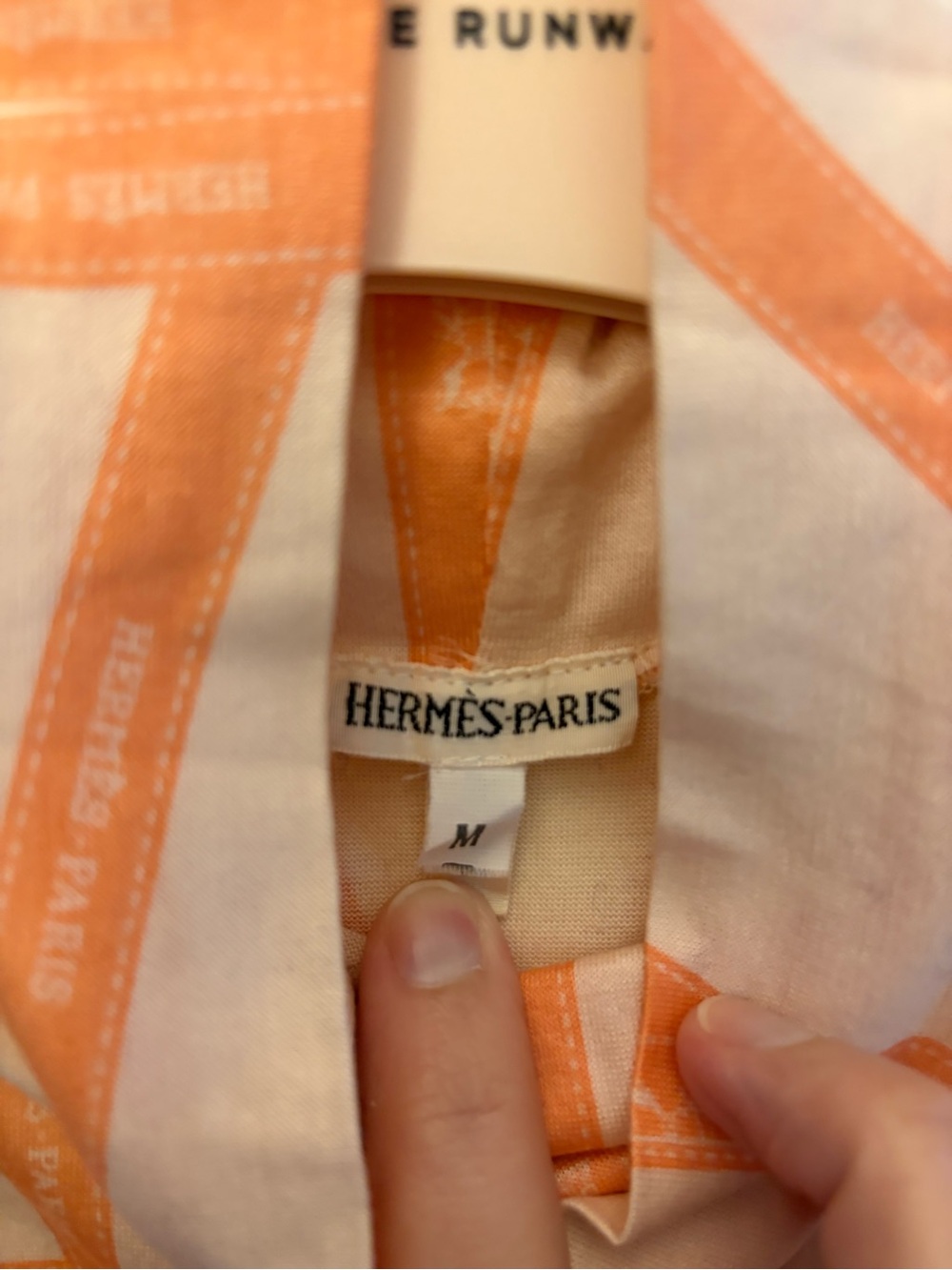 Hermès—Orange Ribbon Striped White Sleeveless Mock Neck Top, M - Picture 8 of 15